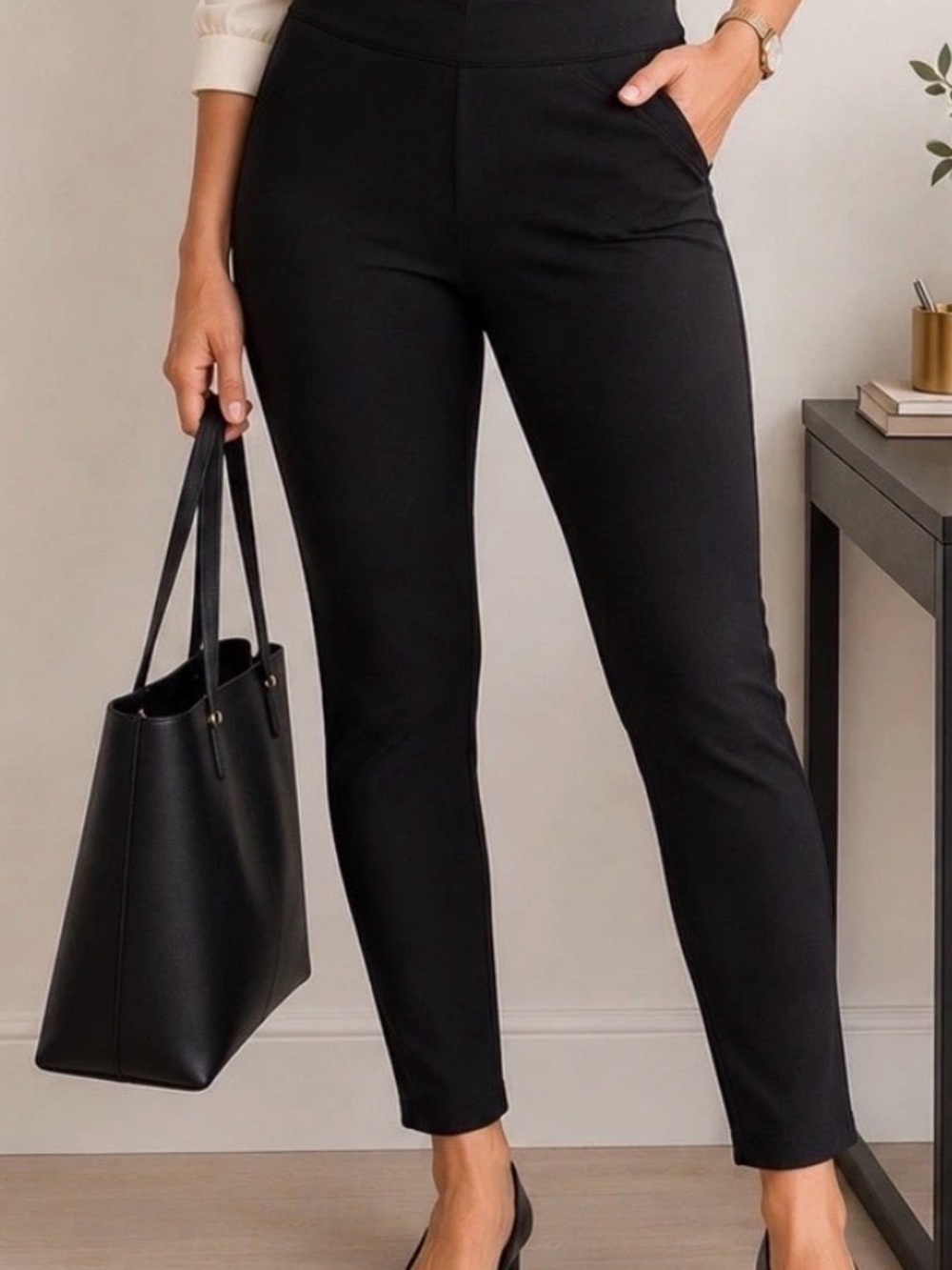 SPANX The Perfect Pant Ankle Backseam Skinny Pants Black Pull-On Ponte